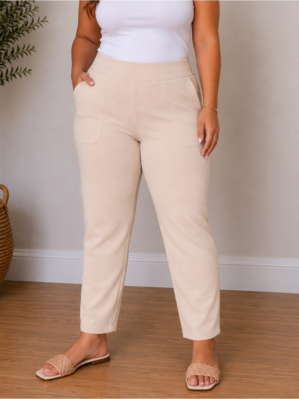 Denim & Co. Petite EasyWear French Terry Pant size PL new A671464